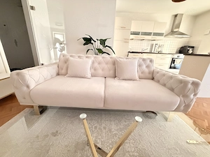 Sofa Couch mit Schlaffunktion in Creme