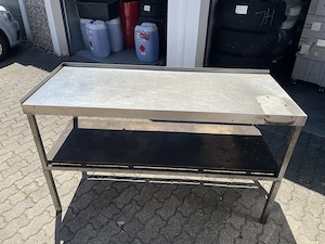 Werkbank Arbeitstisch stabil Edelstahltischplatte 154x61H90