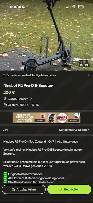 Ninebot f2 pro D e scooter