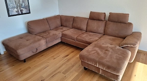 Wohnlandschaft U-Form braun