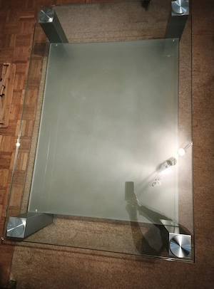 Wohnzimmertisch Glas + Alu