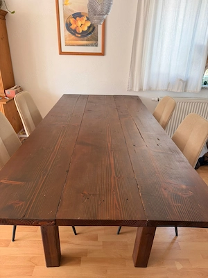 Massivholz Esstisch im Industrial Look