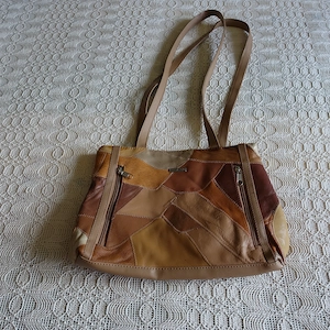 Tasche, Handtasche, Patchwork, Schultertasche, Braun-Töne, Leder