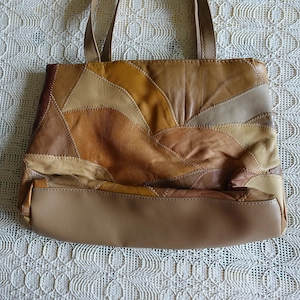Tasche, Handtasche, Patchwork, Schultertasche, Braun-Töne, Leder
