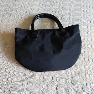 Tasche, Handtasche, schwarz, Kunst-Kroko-Handgriffe