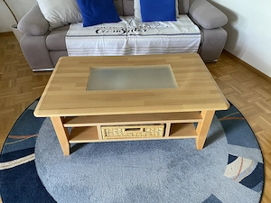 Couchtisch Buche mit Glaseinsatz