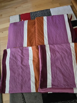 Bettwäsche gestreift Pink Orange Weiß
