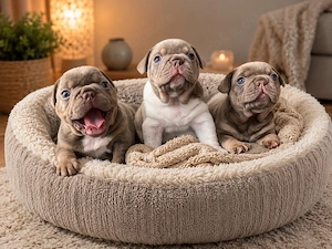 Französische Bulldogge Welpen der Extraklasse mit Ahnentafel in Isabella Cherry Tan   Pied