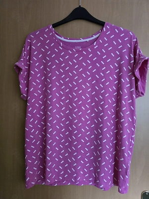 GINA T-Shirt pink mit weißen Strichen, Gr. M