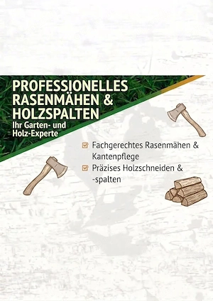 Gartenhilfe: Rasenmähen & Holz hacken