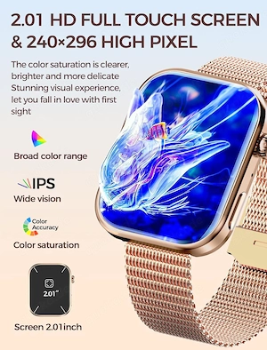 Luxus Damen Smartwatch mit Melanaise Armband 110 Sportmodis HD Screen IP 68 2.Armband  Bild 10
