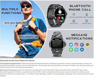 Luxus Smartwatch FitnessTracker 100 Sportarten Edelstahl IP67 NEU Bild 4