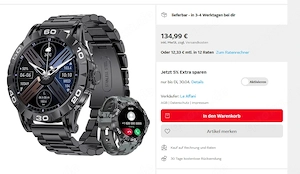 Luxus Smartwatch FitnessTracker 100 Sportarten Edelstahl IP67 NEU Bild 2