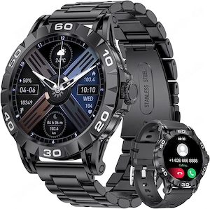Luxus Smartwatch FitnessTracker 100 Sportarten Edelstahl IP67 NEU