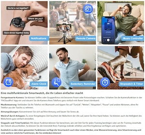 Luxus Smartwatch FitnessTracker 100 Sportarten Edelstahl IP67 NEU Bild 7