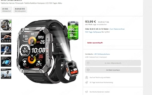 Luxus Militär-Smartwatch 100 Sportmodis. IP68 Alulegierung HDDisplay Sprachassistent 900mAh Akku Bild 2