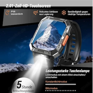 Luxus Militär-Smartwatch 100 Sportmodis. IP68 Alulegierung HDDisplay Sprachassistent 900mAh Akku Bild 3
