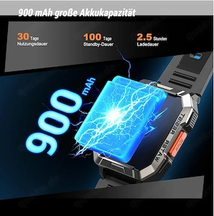 Luxus Militär-Smartwatch 100 Sportmodis. IP68 Alulegierung HDDisplay Sprachassistent 900mAh Akku Bild 4