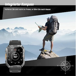 Luxus Militär-Smartwatch 100 Sportmodis. IP68 Alulegierung HDDisplay Sprachassistent 900mAh Akku Bild 5