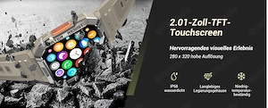 Luxus Militär-Smartwatch 100 Sportmodis. IP68 Alulegierung HDDisplay Sprachassistent 900mAh Akku Bild 6