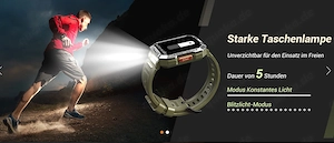 Luxus Militär-Smartwatch 100 Sportmodis. IP68 Alulegierung HDDisplay Sprachassistent 900mAh Akku Bild 7