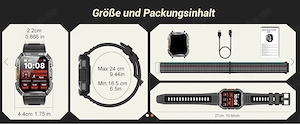 Luxus Militär-Smartwatch 100 Sportmodis. IP68 Alulegierung HDDisplay Sprachassistent 900mAh Akku Bild 10