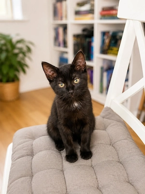  Süßes schwarzes Katzenmädchen sucht ein liebevolles Zuhause 