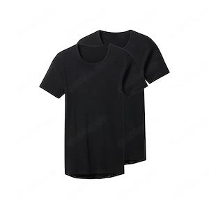 esmara MEN 2er Set Feinripp Unterziehshirts Rundhals 5 M schwarz
