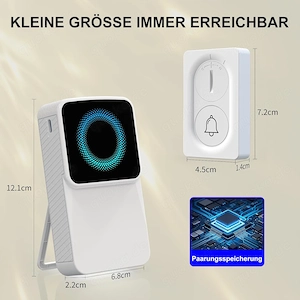 Doppelstromversorgung Funkklingel Set 1Sender + 1Empfänger Batteriebetrieb oder USB-C 300m Reichweit