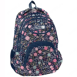 Schulrucksack mit Blumenmuster.