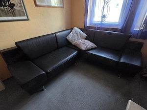 Ecksofa Kunstleder schwarz, umbaubar zur Schlafcouch, TOPzustand