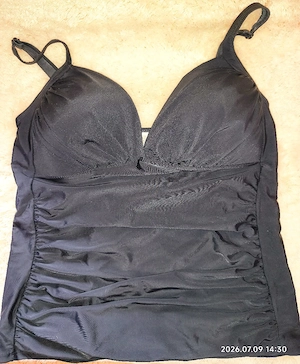 Bade Tankini Set Schwarz mit rotem Überkreuzbund am Slip   Oberteil 48 50 & Slip 44 46 