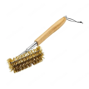 GRILLMEISTER Grillzubehoer mit Holzgriff Grillbuerste Messing