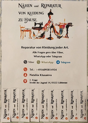 Kleiderreparatur in Lubbenau jeder Art.
