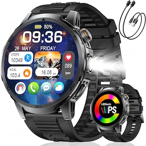 Smartwatch Herren Militär 1000 mAh 1,85" HD Großes Touchscreen Schlafmonitor Telefonfunktion Herzfre