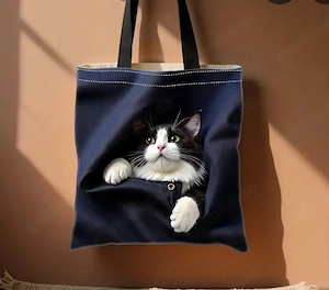 Stofftasche mit süßem Katzenmotiv   