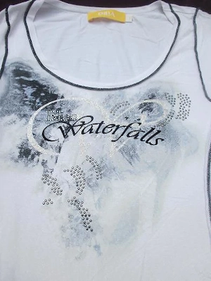 NEU Maritim Swarovski Strass Silber Nieten Bodycon T-Shirt BIBA by ESCADA 36- 38  S weiß dunkel-blau