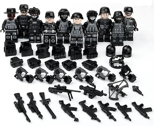 10x SWAT Polizei Figuren Soldaten Schwarz Militär lego-kompatibel