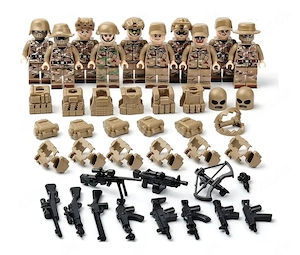 10x Minifiguren Soldaten Sand Wüste beige lego-kompatibel Militär NEU