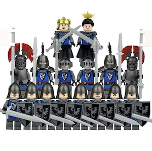 16x Ritter Figuren mit Schwert Schild blau Falken passend für Lego NEU