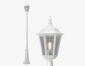 NEU Konstsmide FIRENZE Standleuchte Außenbeleuchtung Garten-Laterne E27 Alu + Glas weiß Höhe 210 cm