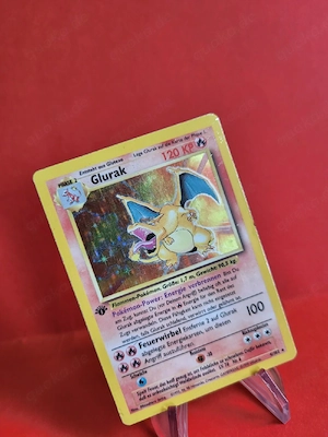 Pokémon Karte card - Charizard Glurak 4 102 - Base Holo 1. Edition Very Good+