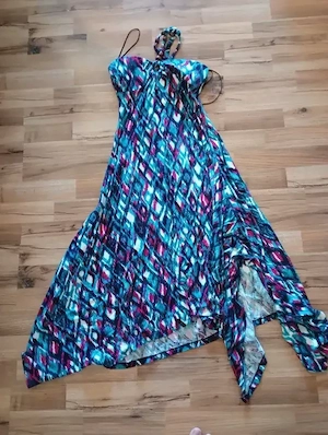 Neckholdersommerkleid bunt asymmetrisch 34 XS CA Yessica
