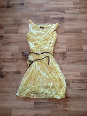 Sommerkleid gelb Spitze mit Gürtel 36 S Instyle 