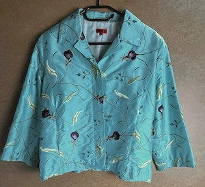 Nadine H Seidenblazer Größe 40 Edle Stickerei Blumen Asia Design
