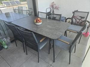 Balkon-Esstisch mit 5 Stühlen   Keramikplatte   250  
