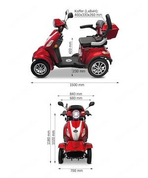 Seniorenelektromobil Farbe rot - EQuad