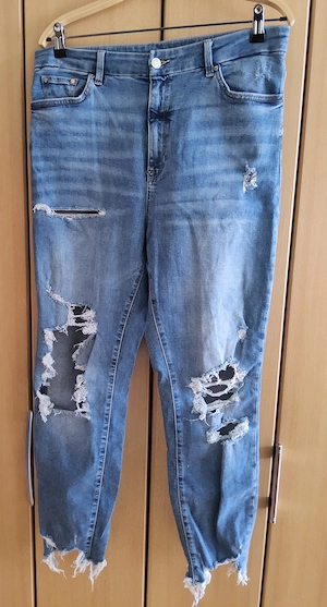 Coole  H&M  Jeans  stretch -  Gr. 48 -  blau - Cut outs - super skinny