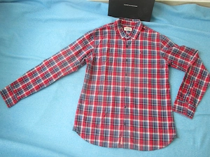 NEU Freizeit Business Karo Langarm Hemd HILFIGER DENIM Gr. 39- 40  S- M marine dunkel-blau rot weiß