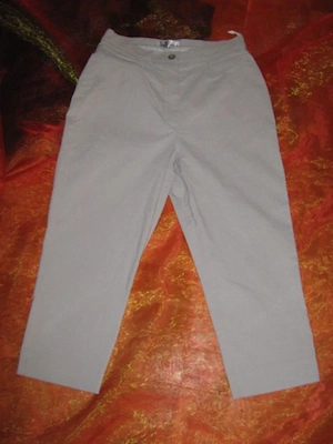 NEU Klassisch Capri 7 8 Dreiviertel Stoff High Waist Chino Hose BEST CONNECTIONS 34 XS kitt stein